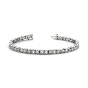 10k Yellow Gold Diamond Alternating Square & Round Settings with Migrain Bracelet 1.00 Ctw