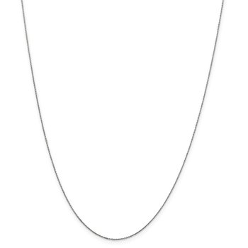 14K White Gold 14 inch .6mm Diamond-cut Round Open Link Cable with Spring Ring Clasp Chain