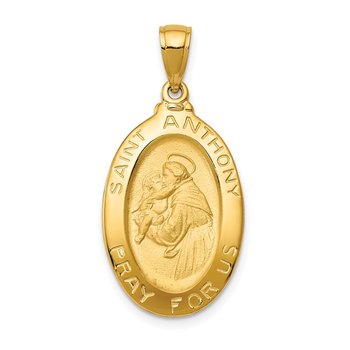 14k Saint Anthony Oval Medal Hollow Pendant
