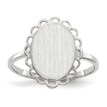 14k White Gold 9.0x11.5mm Open Back Signet Ring