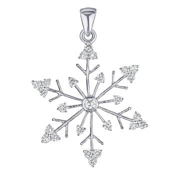 Diamond Frost™ 14k White Gold Diamond Set Snowflake Polished Bail Pendant Diamond 0.25 Ctw