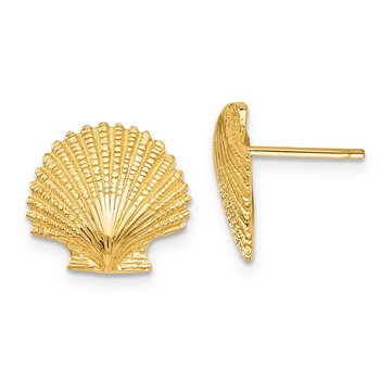 14K Scallop Shell Post Earrings