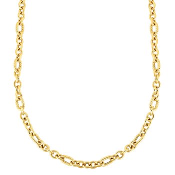 14K 30in Yellow Gold Diamond Cut/ Textured Italian Cable Necklace with Lobster Clasp