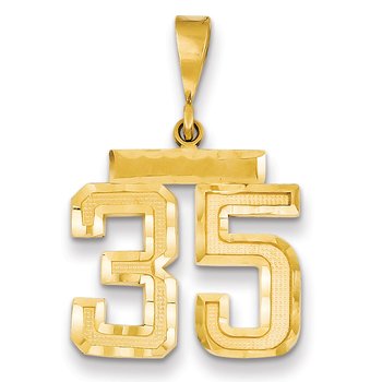 14k Medium Diamond-cut Number 35 Charm