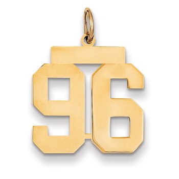 14k Medium Polished Number 96 Charm