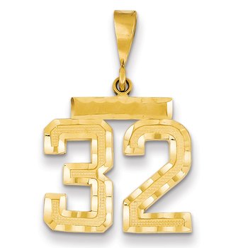 14k Medium Diamond-cut Number 32 Charm