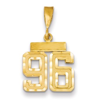 14k Small Brushed Diamond-cut Number 96 Charm