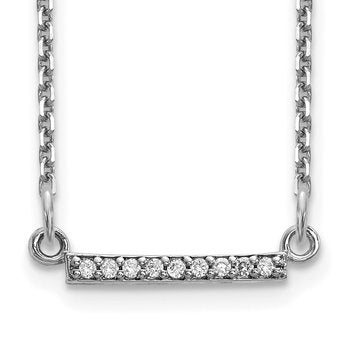 14k White Gold Polished 1/20 carat A Diamond Tiny Bar 18 inch Necklace