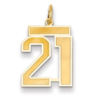 14k Medium Satin Number 21 Charm