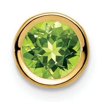14k 6mm Round Peridot Bezel Chain Slide