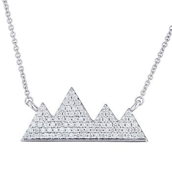 Diamond Peak™ 14K White Gold Necklace Pave & Polished Bar Mountain Range Diamond 0.50 Ctw