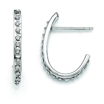 14k White Gold Diamond Fascination Hoop Earrings