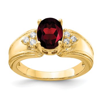 14k 8x6mm Oval Garnet AAA Diamond ring
