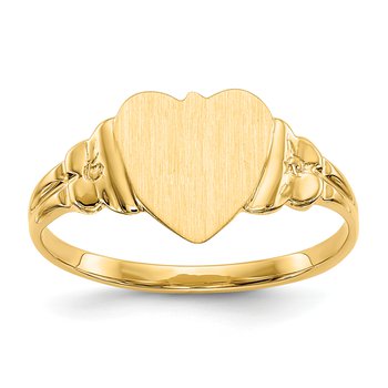 14k 8.0x8.5mm Closed Back Childs Heart Signet Ring