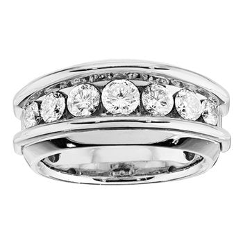 Shefian™ 14K Two Tone Ring Men's Channel Set 7 Stone with Rails Diamond 1.00 Ctw