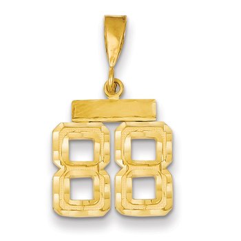 14k Small Brushed Diamond-cut Number 88 Charm