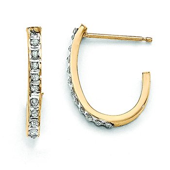 14k Diamond Fascination Post J Hoop Earrings