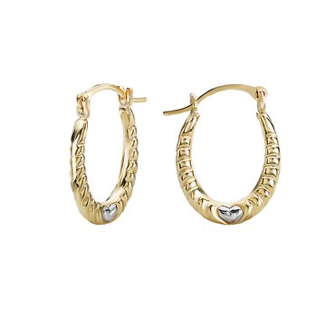 14kt Heart Design Hoop Earrings