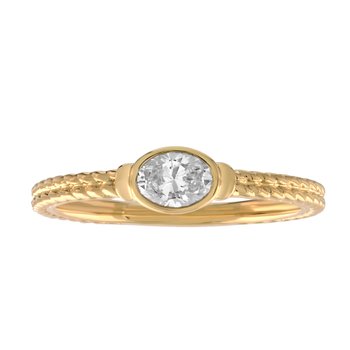 Textura™ 14K Yellow Gold Bezel Set Oval Cut Textured Shank Diamond 0.30 Ctw