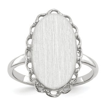 14k White Gold 10.5x14.0mm Open Back Signet Ring