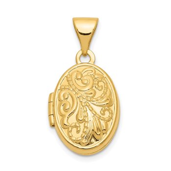 14k Beaded Scroll Design 13mm Oval Locket