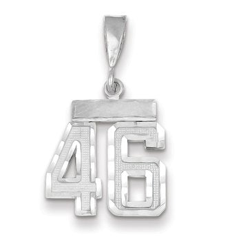 14kw Small Brushed Diamond-cut Number 46 Charm