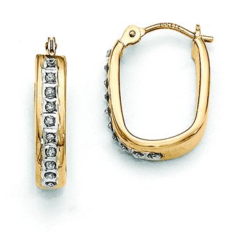 14k Diamond Fascination Squared Hinged Hoop Earrings
