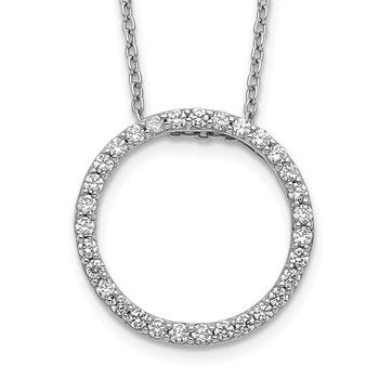 14k White Gold 1/4 carat Diamond Circle 18 inch Necklace