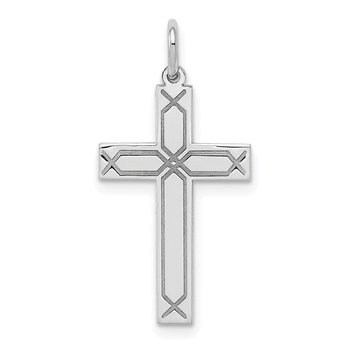 14K White Gold Laser Designed Cross Charm