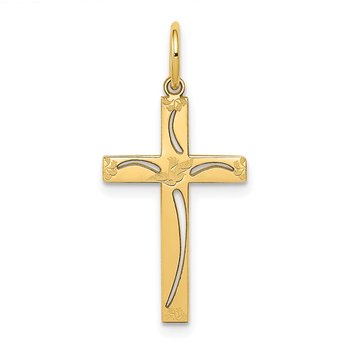 14K Laser Designed Cross Charm