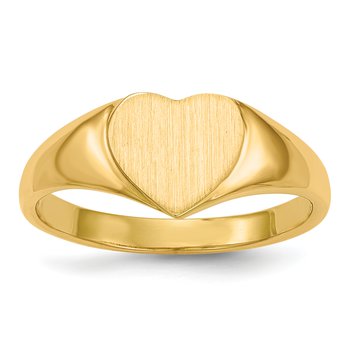 14k 8.5x7.5mm Open Back Heart Signet Ring