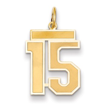 14k Medium Satin Number 15 Charm