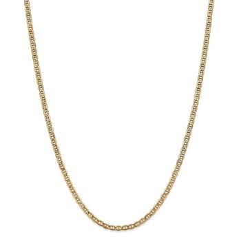 14K 10 inch 3.2mm Semi-Solid Anchor with Lobster Clasp Anklet