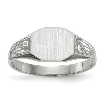 14k White Gold 9.0x7.0mm Closed Back Signet Ring