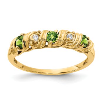 14k 2.75mm Peridot A Diamond ring
