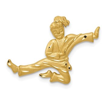 14k Satin Diamond-cut Open-Backed Karate Female Chain Slide