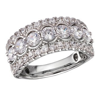 14kt Gold Triple Row Diamond Ring