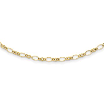 14k Polished 3mm Fancy Oval and Round Link 18 inch Necklace