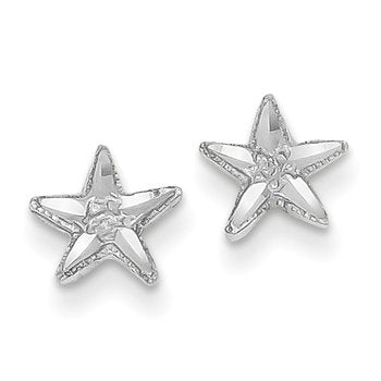 14k White Gold Diamond-cut Starfish Earrings