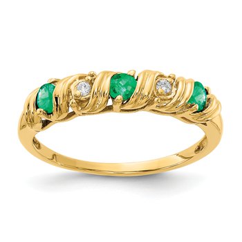 14k 2.75mm Emerald A Diamond ring