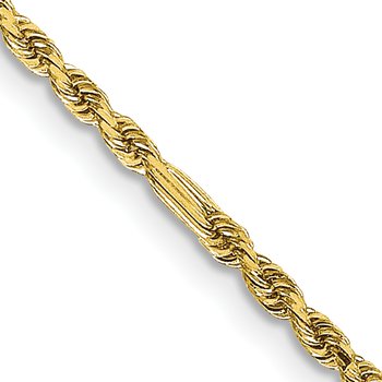 14K 10 inch 1.8mm Diamond-cut Milano Rope with Lobster Clasp Anklet