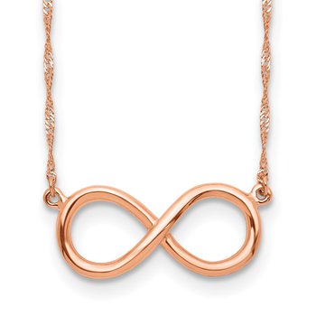 14K Rose Gold Polished Infinity Symbol 16.5 inch Necklace