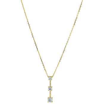 14K Yellow Gold Pendant 3 Prong Set Graduating Long Hidden Bail Diamond 1.50 Ctw