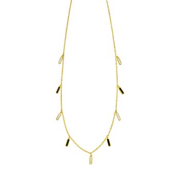 14K Onyx & MOP Inlay Station Necklace