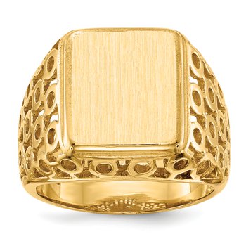 14k 11.5 x 13.5mm Open Back Mens Signet Ring