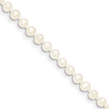 14k Children's 3-4mm White Semi-Round Freshwater Cultured Pearl 12 inch Necklace