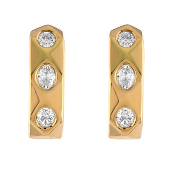 Textura™ 14K Yellow Gold Flush Set Oval Cuts Wide Hoops Brushed Finished Diamond 0.66 Ctw