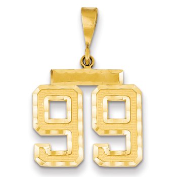 14k Medium Diamond-cut Number 99 Charm