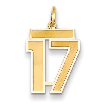 14k Medium Satin Number 17 Charm