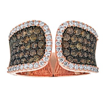 Cinnamon Dulce™ 14K Rose Gold Open Ended Pave Set Cognac With White Rails Diamond & Cognac 1.75 Ctw